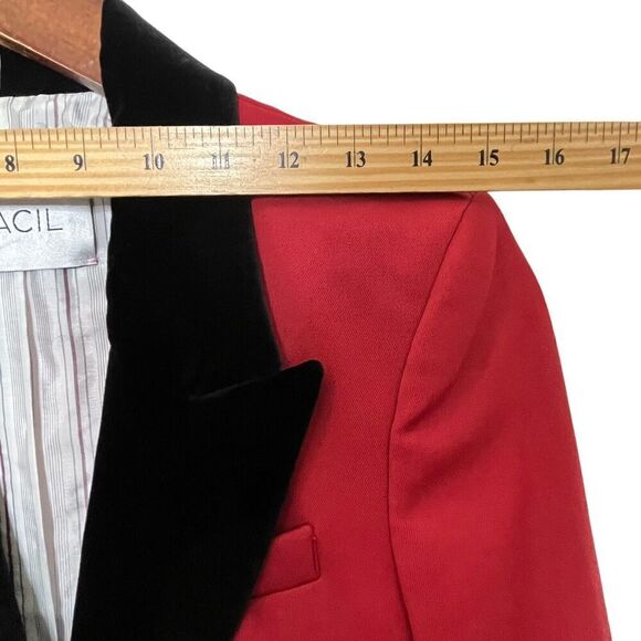 Racil Suit Jacket Virgin Wool 2 Button Jacket Red Black Blazer Size US 4 - Picture 10 of 13